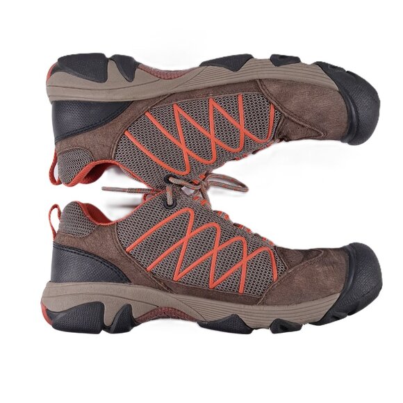 Keen Hiking Shoes Women 9.5 Leather Brown Orange Outdoor 1009557 Low Top - Picture 5 of 16